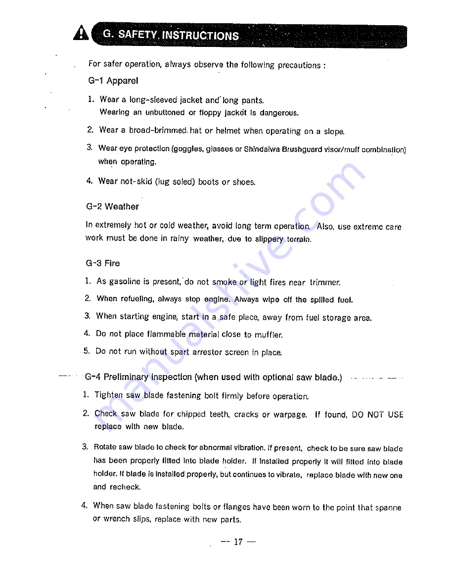 Shindaiwa C-27 Instruction Manual Download Page 19