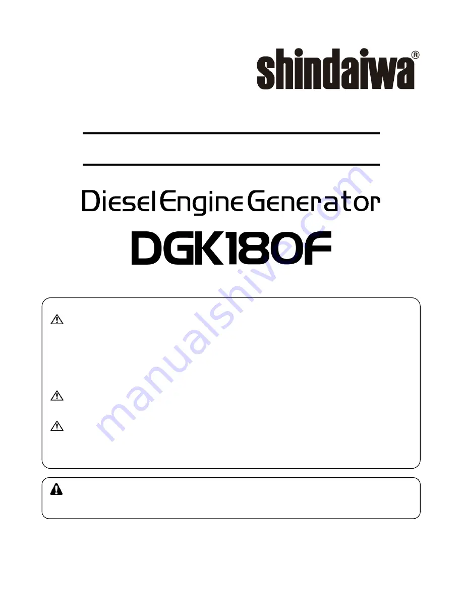 Shindaiwa DGK180F Owner'S And Operator'S Manual Download Page 1