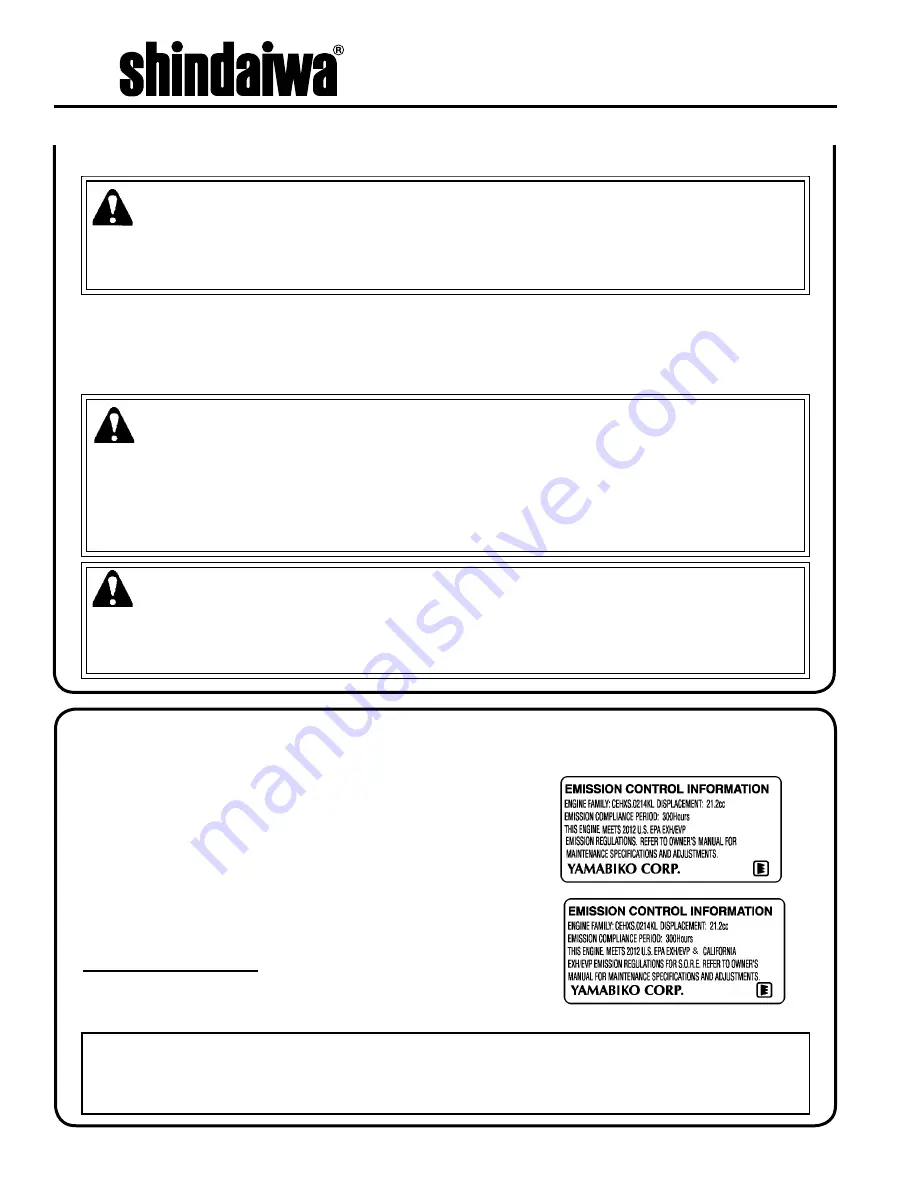 Shindaiwa EB212 Owner'S/Operator'S Manual Download Page 6