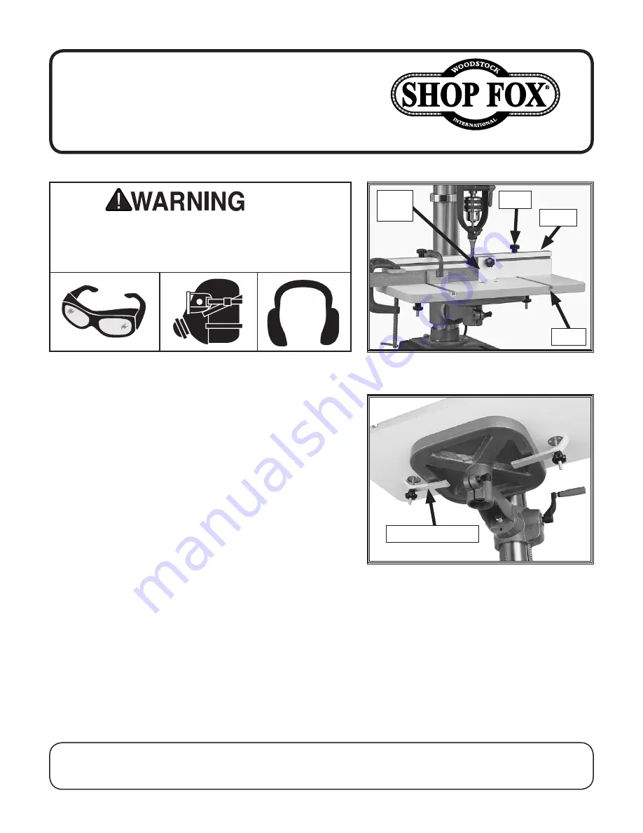 Shop fox SHOP FOX D4033 Instruction Sheet Download Page 1