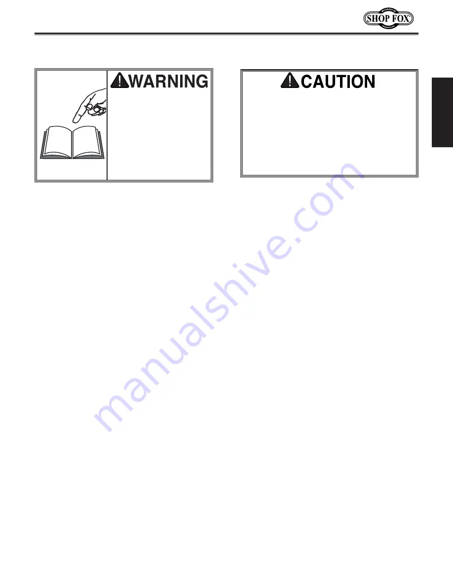 Shop fox SHOP FOX M1001 Instruction Manual Download Page 11