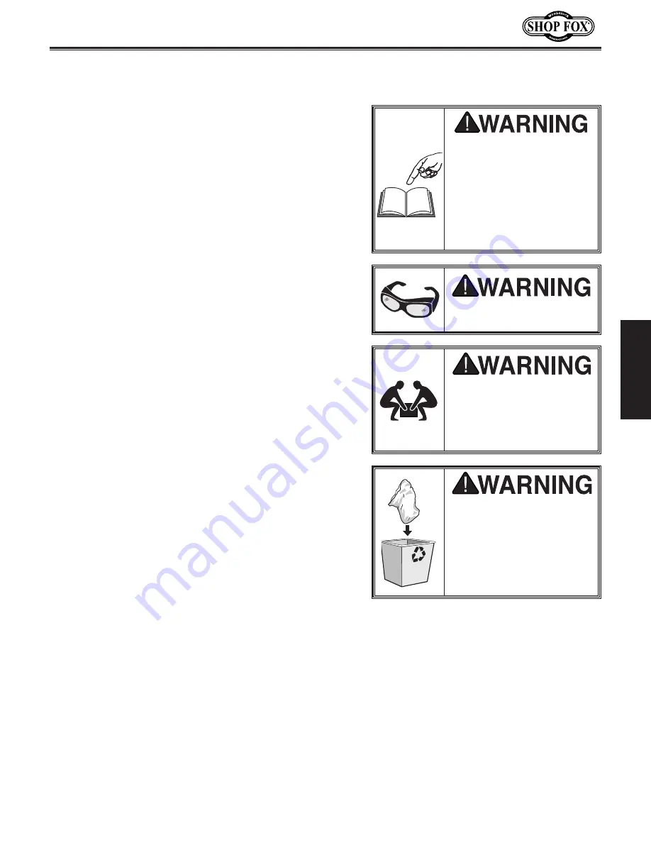 Shop fox W1745W Скачать руководство пользователя страница 15