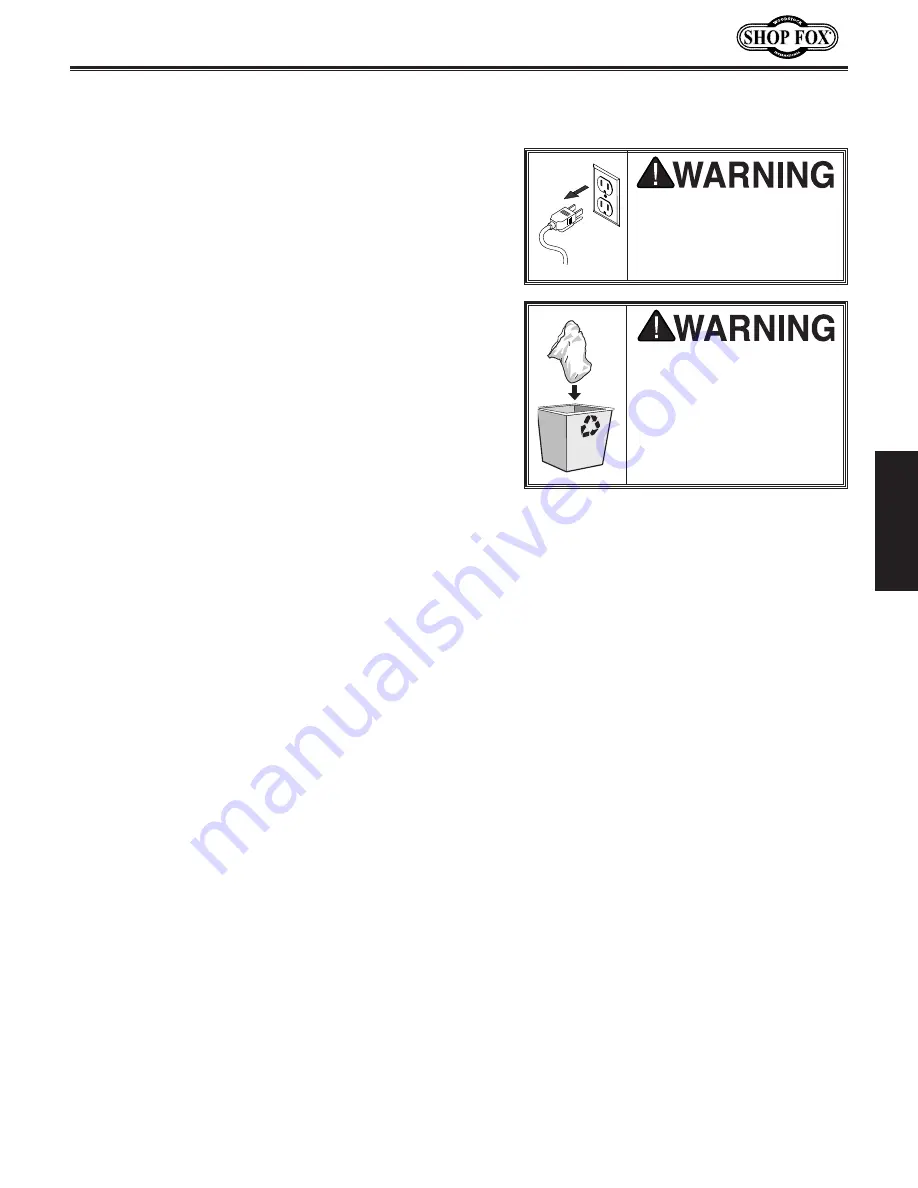 Shop fox W1850 Owner'S Manual Download Page 13