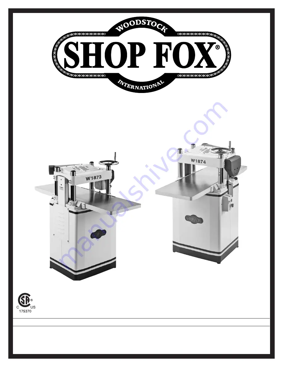 Shop fox W1873 Owner'S Manual Download Page 1