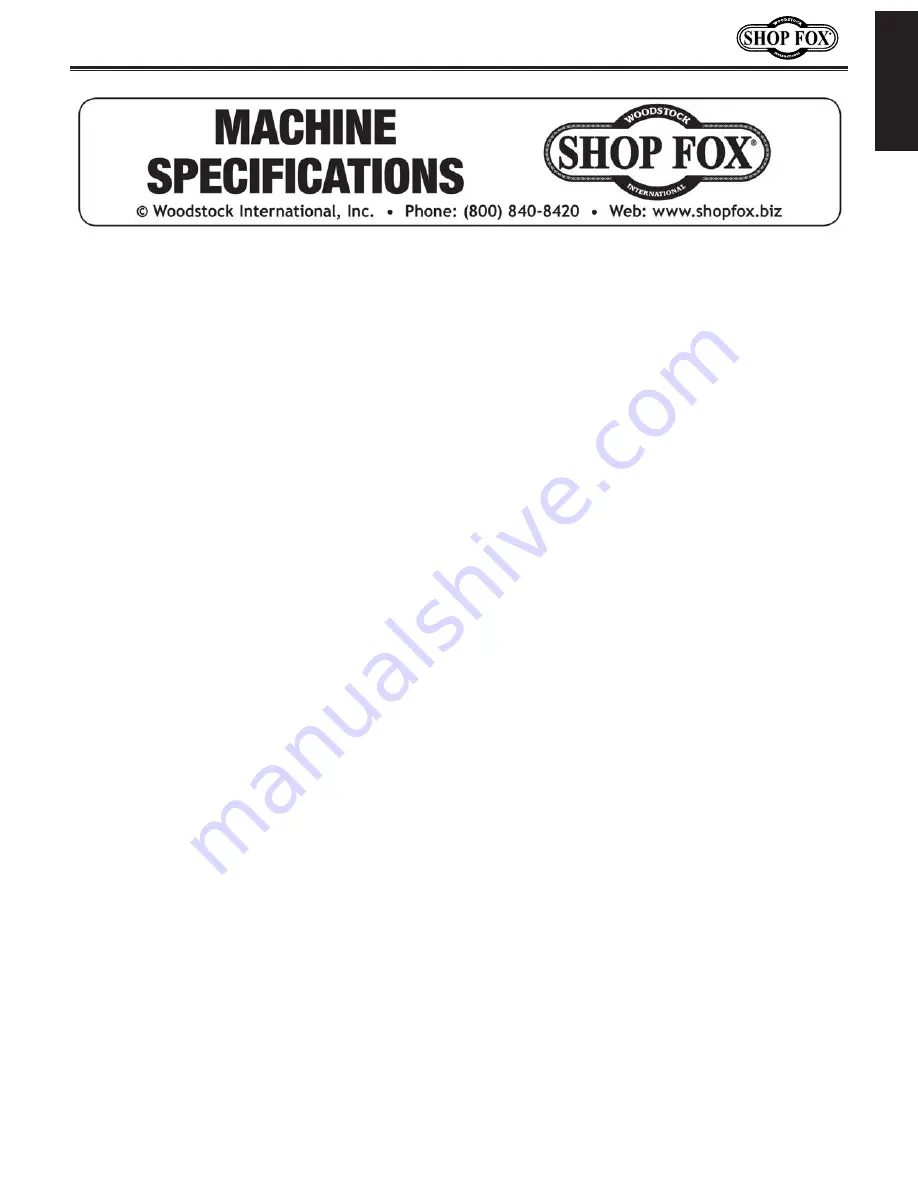 Shop fox W1873 Owner'S Manual Download Page 7