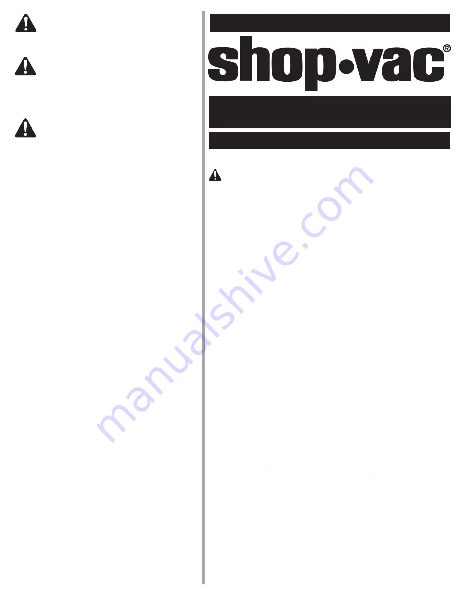 Shop-Vac CAV850 User Manual Download Page 1