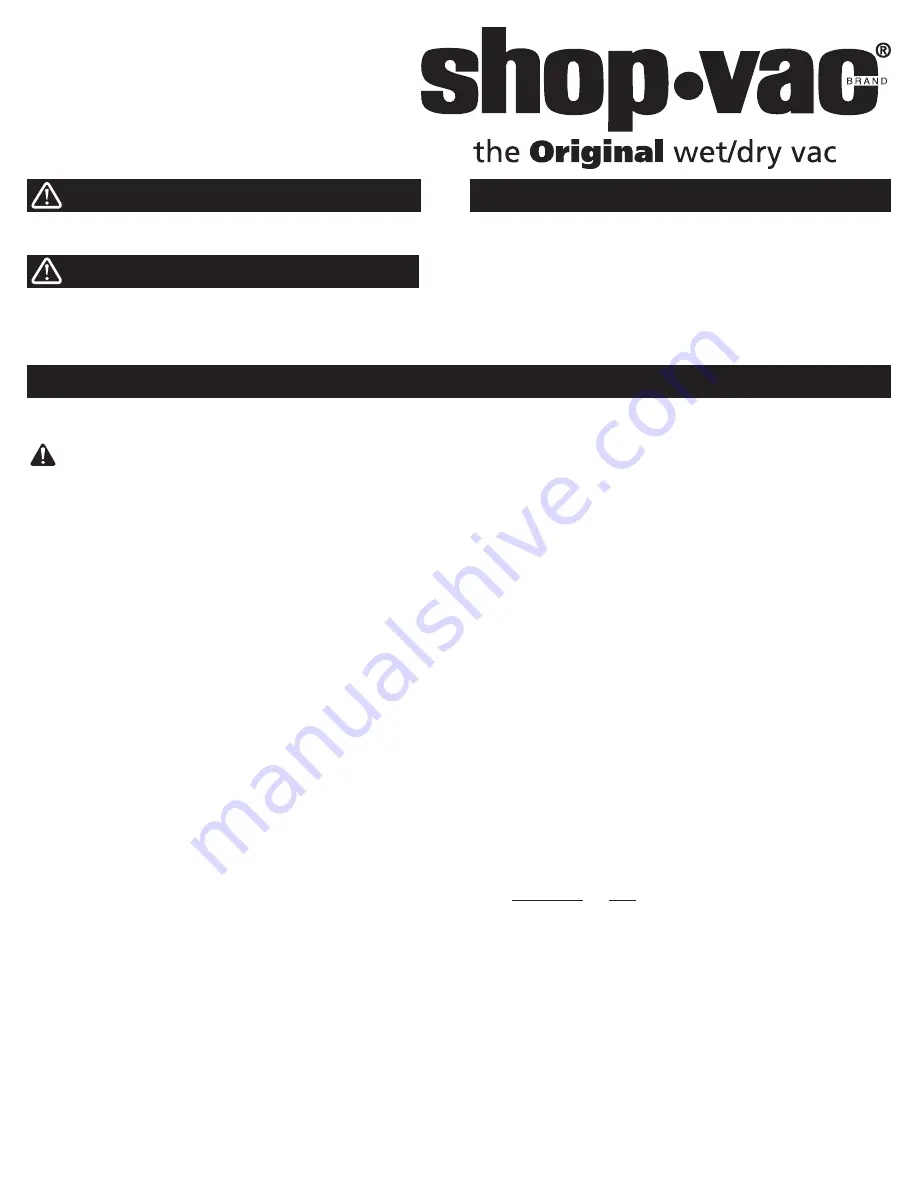 Shop-Vac MC12V1800 User Manual Download Page 1