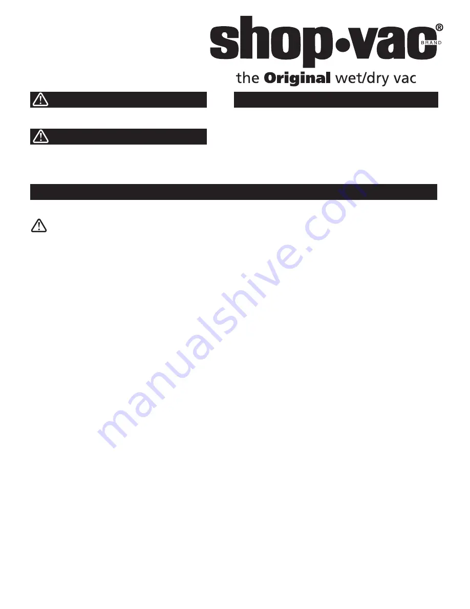 Shop-Vac P14-SQ18 User Manual Download Page 1