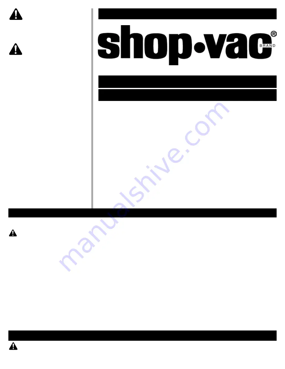 Shop-Vac QLH Series User Manual Download Page 1