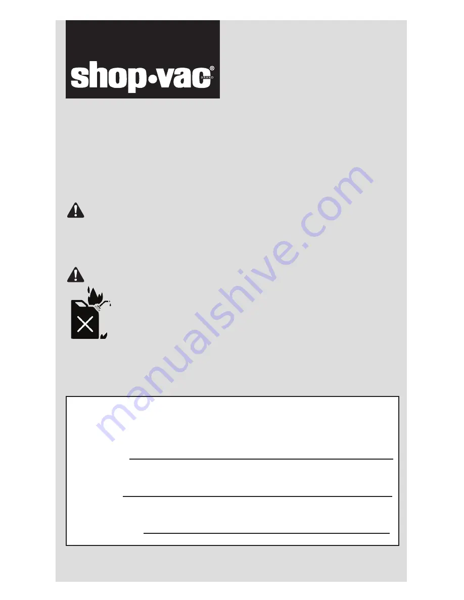 Shop-Vac VN92 SERIES User Manual Download Page 1