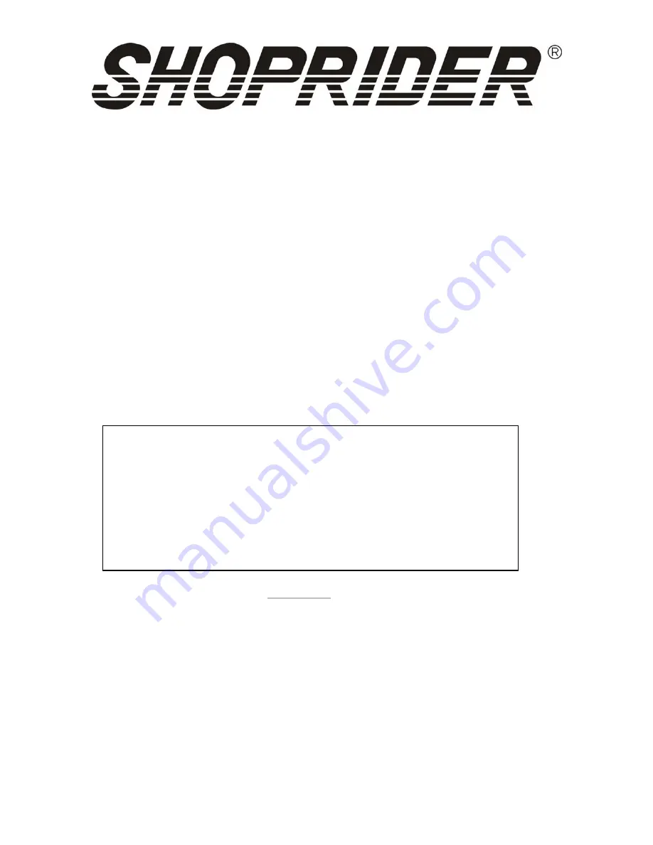 Shoprider TE-889NR Owner'S Manual Download Page 20