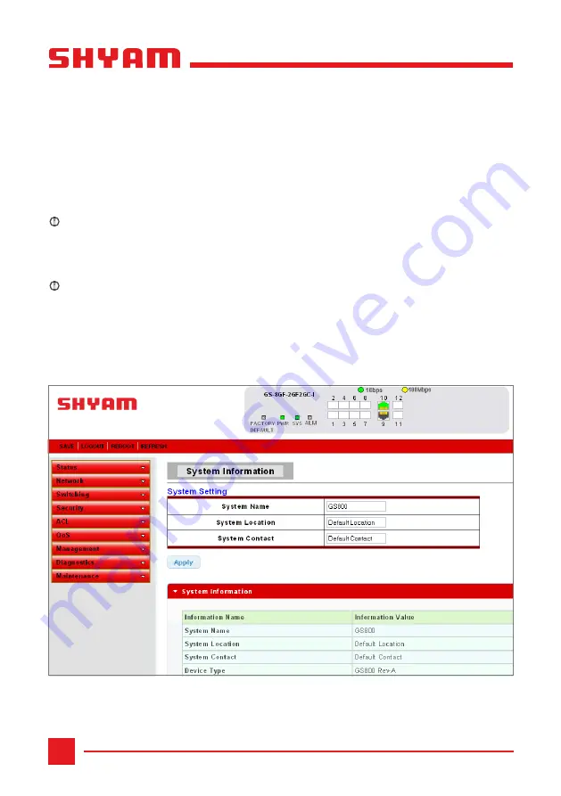 SHYAM Networks GS800 Series Скачать руководство пользователя страница 6