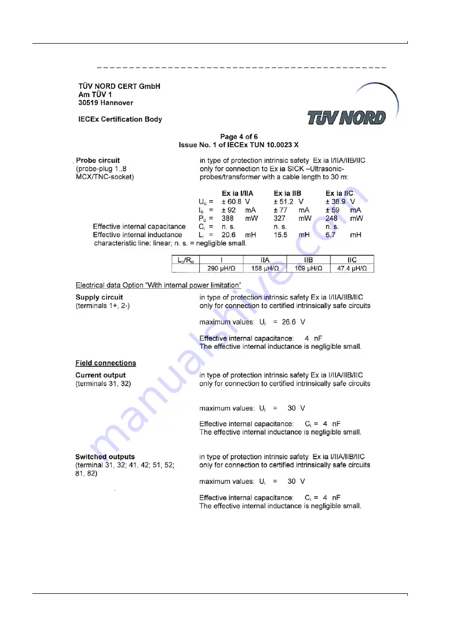 SICK FLOWSIC60 Operating Instructions Manual Download Page 68