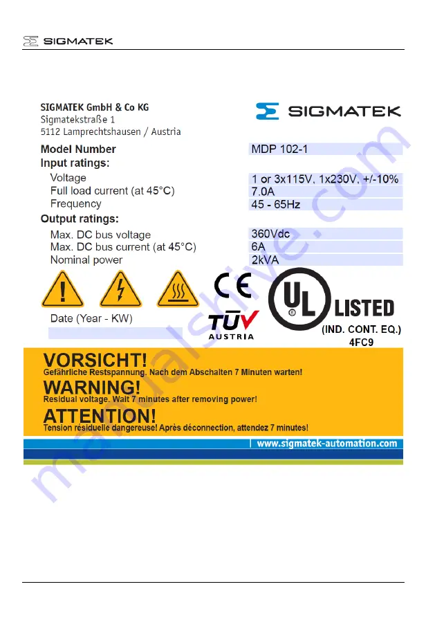 SIGMATEK MDD 111-1 Manual Download Page 13