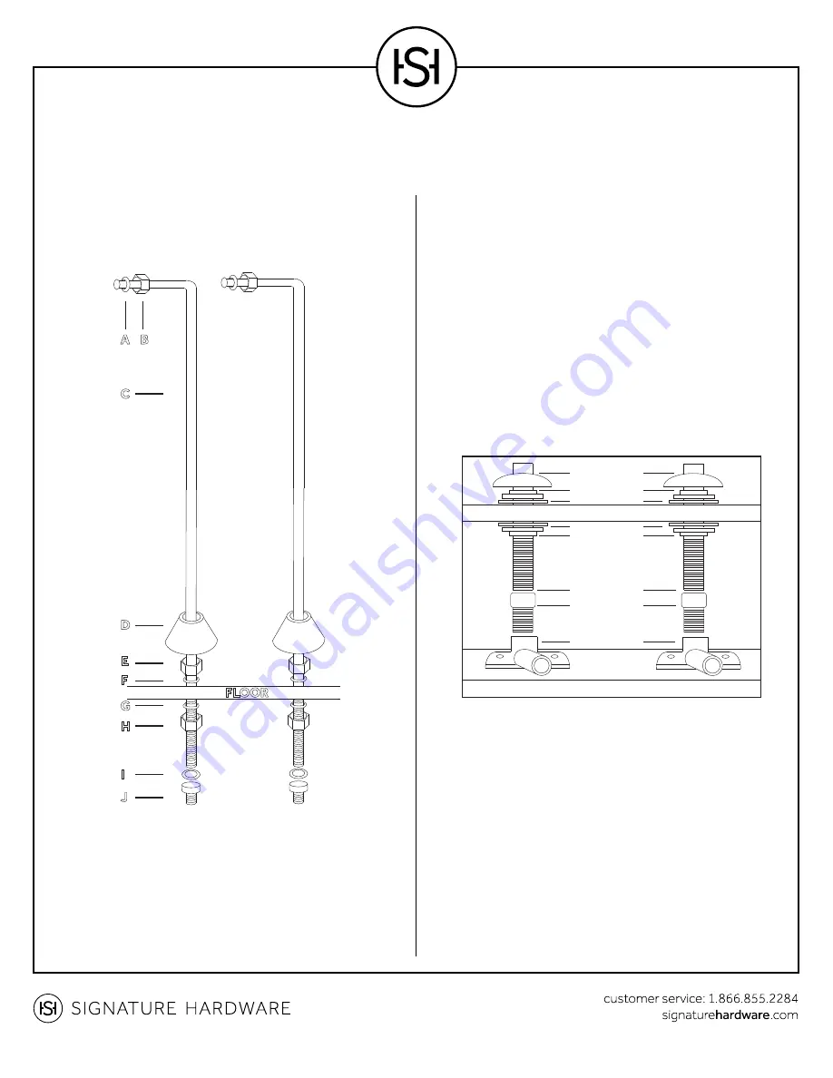 Signature Hardware FREESTANDING TUB FAUCET WITHOUT SHUTOFF VALVE Скачать руководство пользователя страница 2