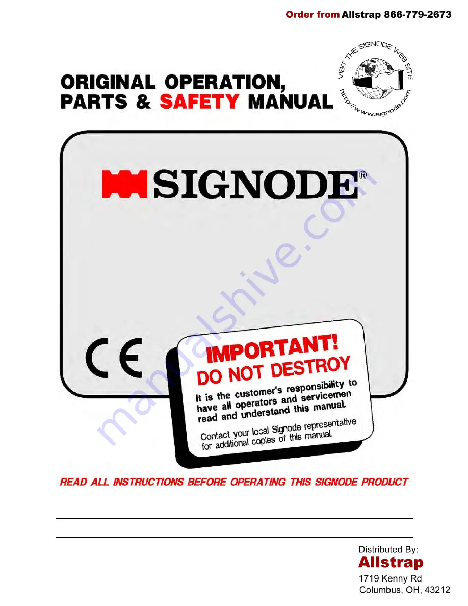 Signode GRIPPACK 114 Original Operation, Parts & Safety Manual Download Page 1