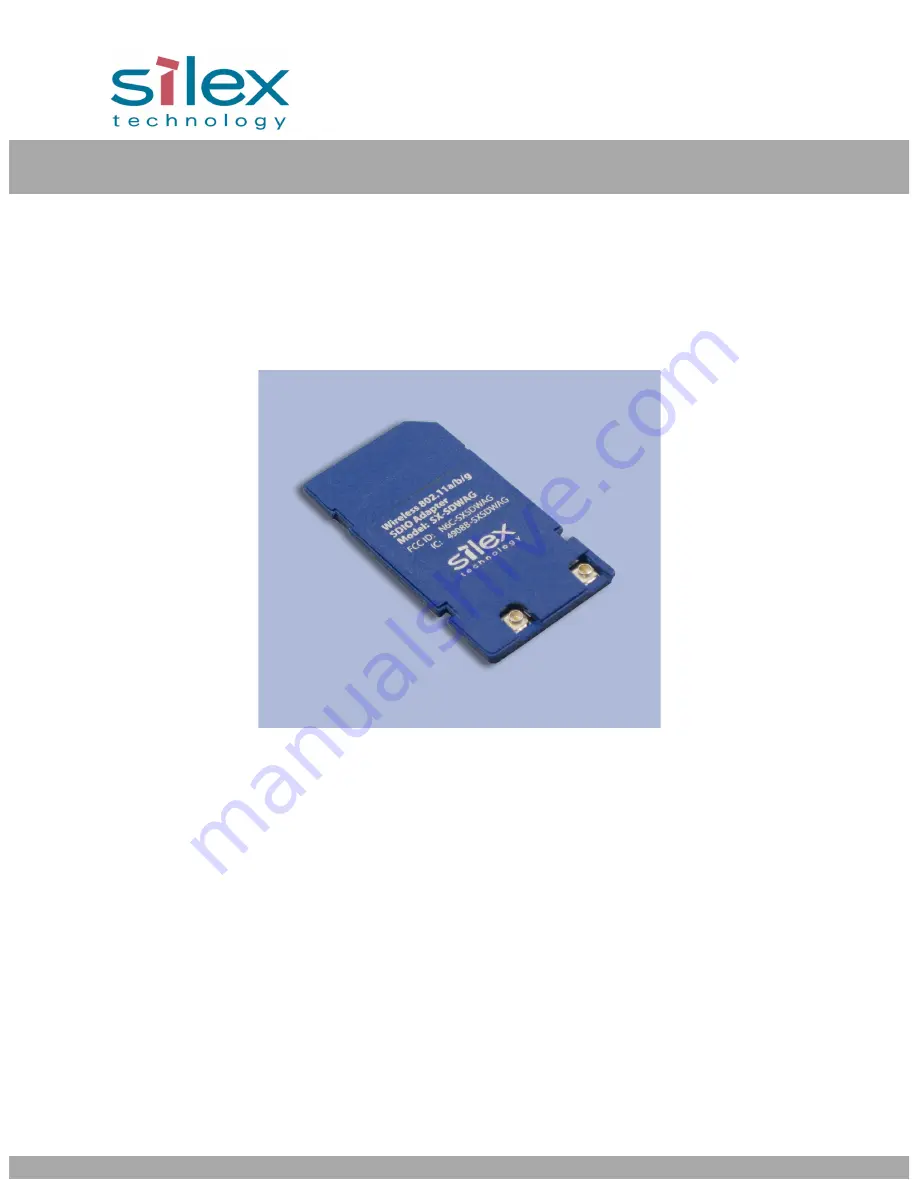 Silex technology 802.11a/b/g SDIO Module SX-SDWAG Скачать руководство пользователя страница 1