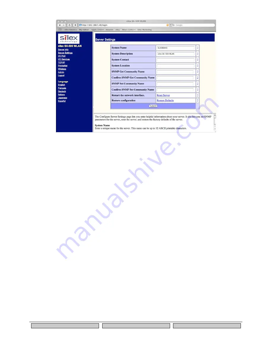 Silex technology Embedded Intelligent Module SX-560 Developer'S Reference Manual Download Page 56