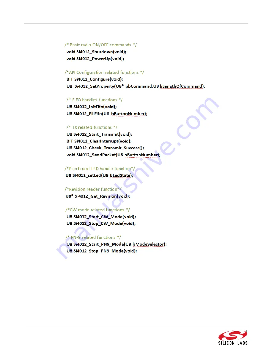 Silicon Laboratories Si4012 Programming Manual Download Page 20