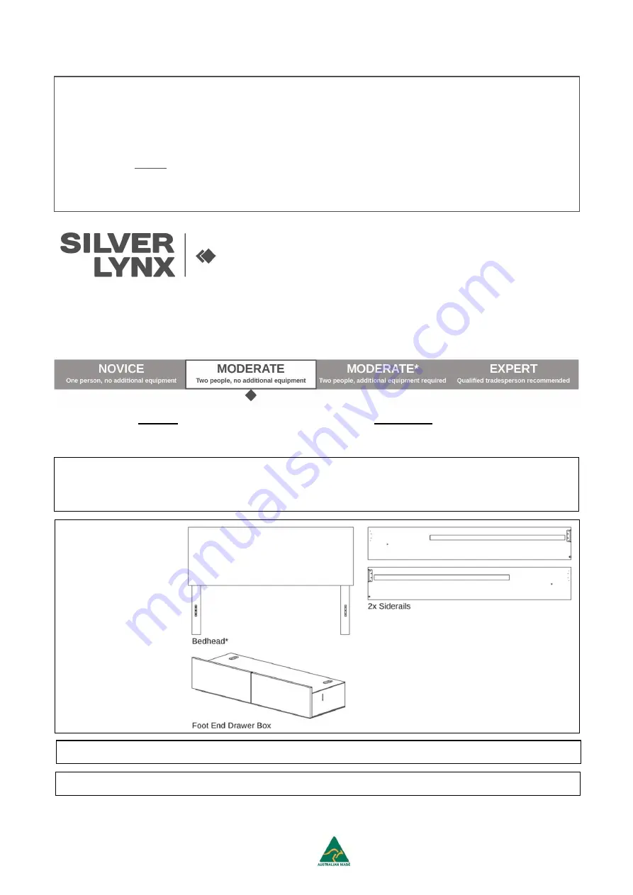 Silver Lynx DRAWER BASE BED Assembly Instructions Download Page 1