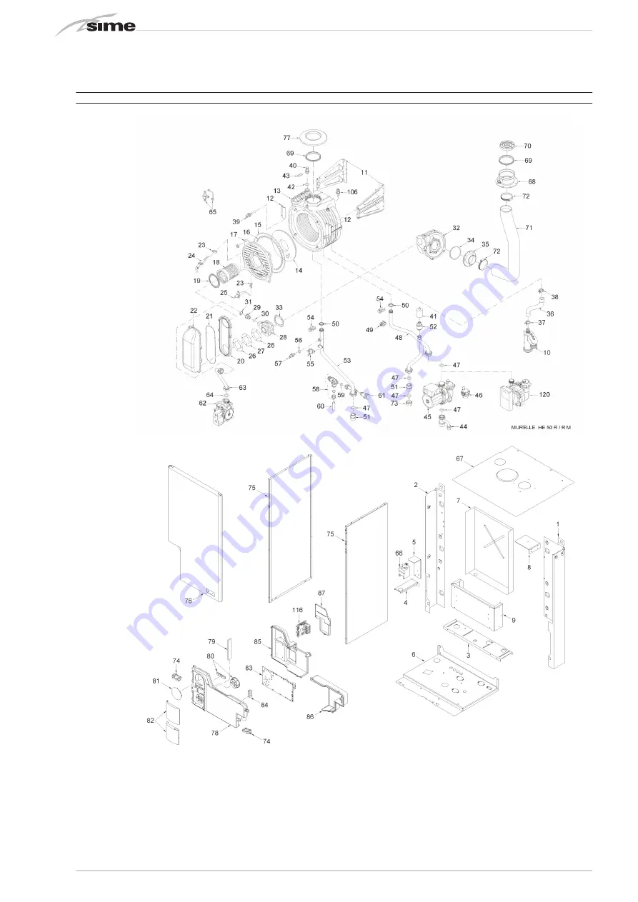 Sime MURELLE HR 50 R Installation And Servicing Instructions Download Page 44