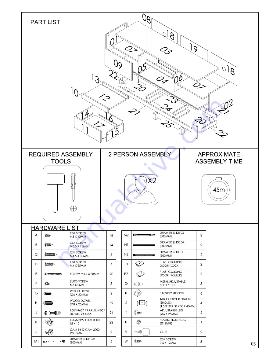 Simple Living Products Selena TV Stand 7263-2-02 Installation Manual Download Page 3