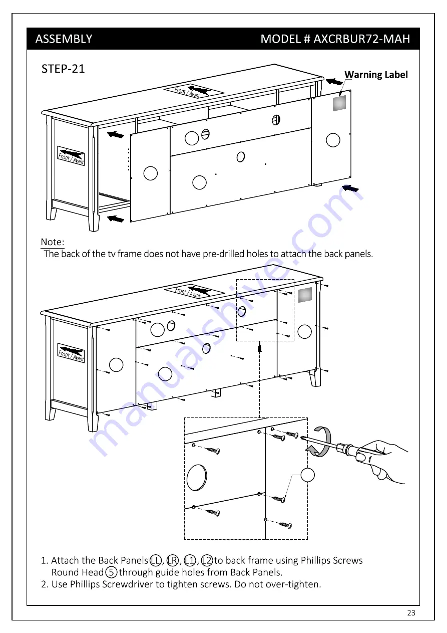 Simpli Home WyndenHall Brooklyn + Max AXCRBUR72-MAH Скачать руководство пользователя страница 23