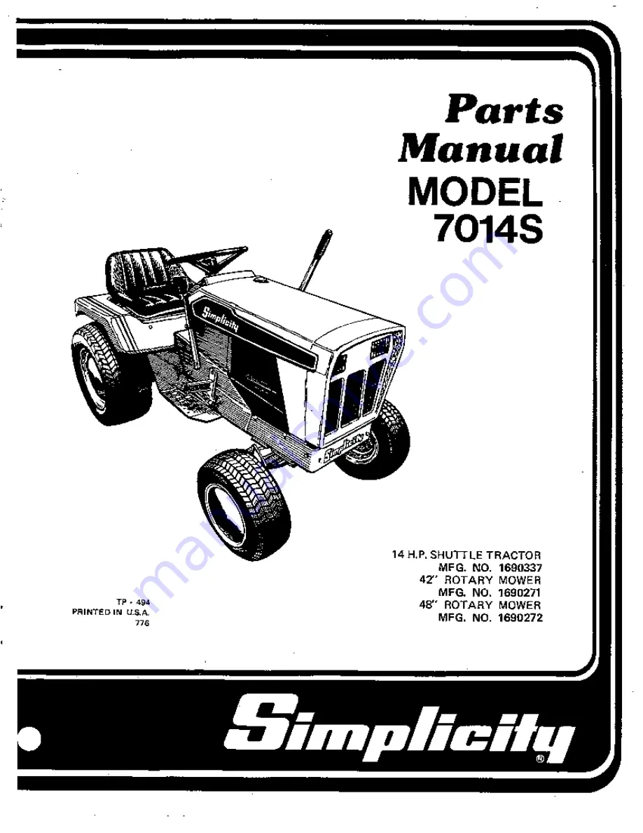 Simplicity 1690271 Parts Manual Download Page 1