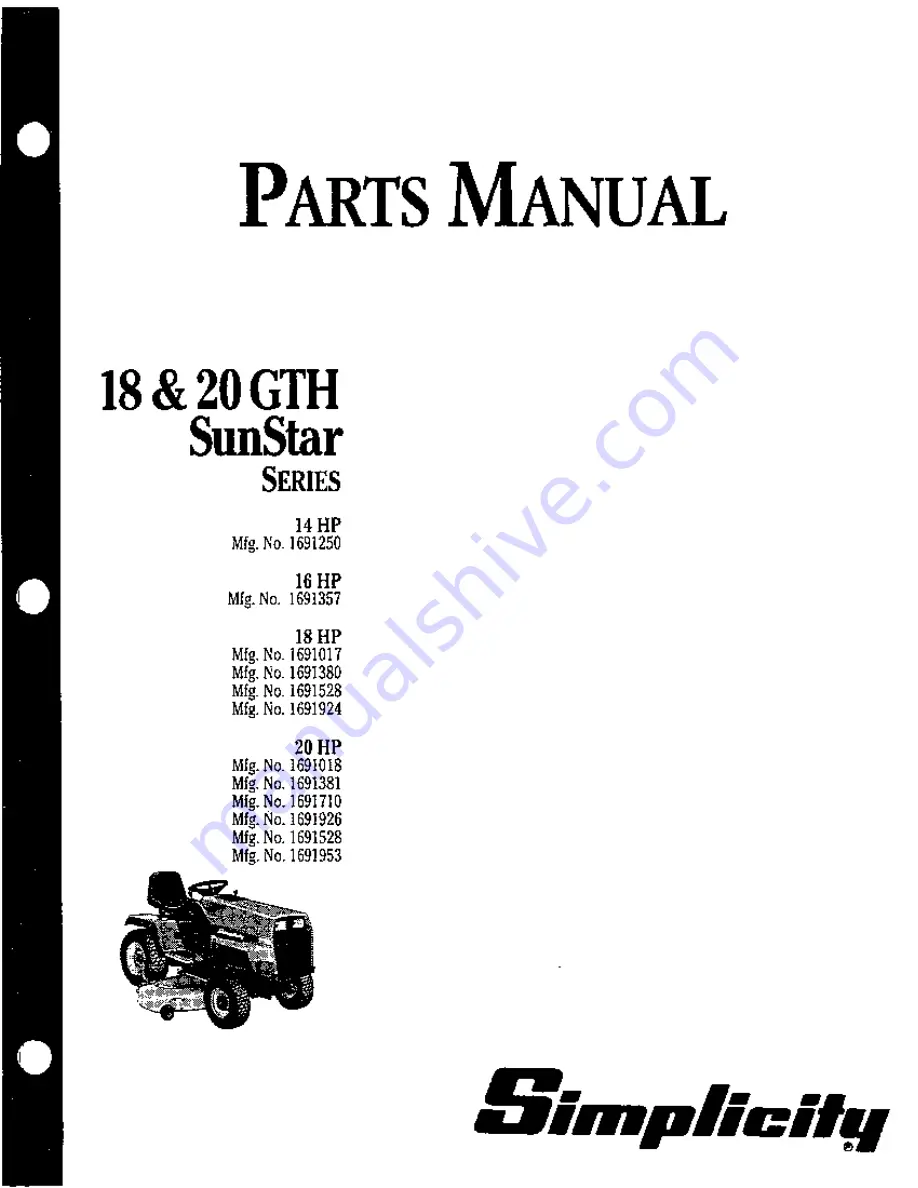 Simplicity 1691017 Parts Manual Download Page 1