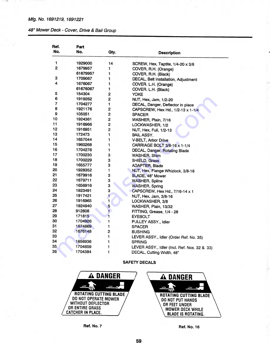 Simplicity 917H-48 Parts Manual Download Page 61