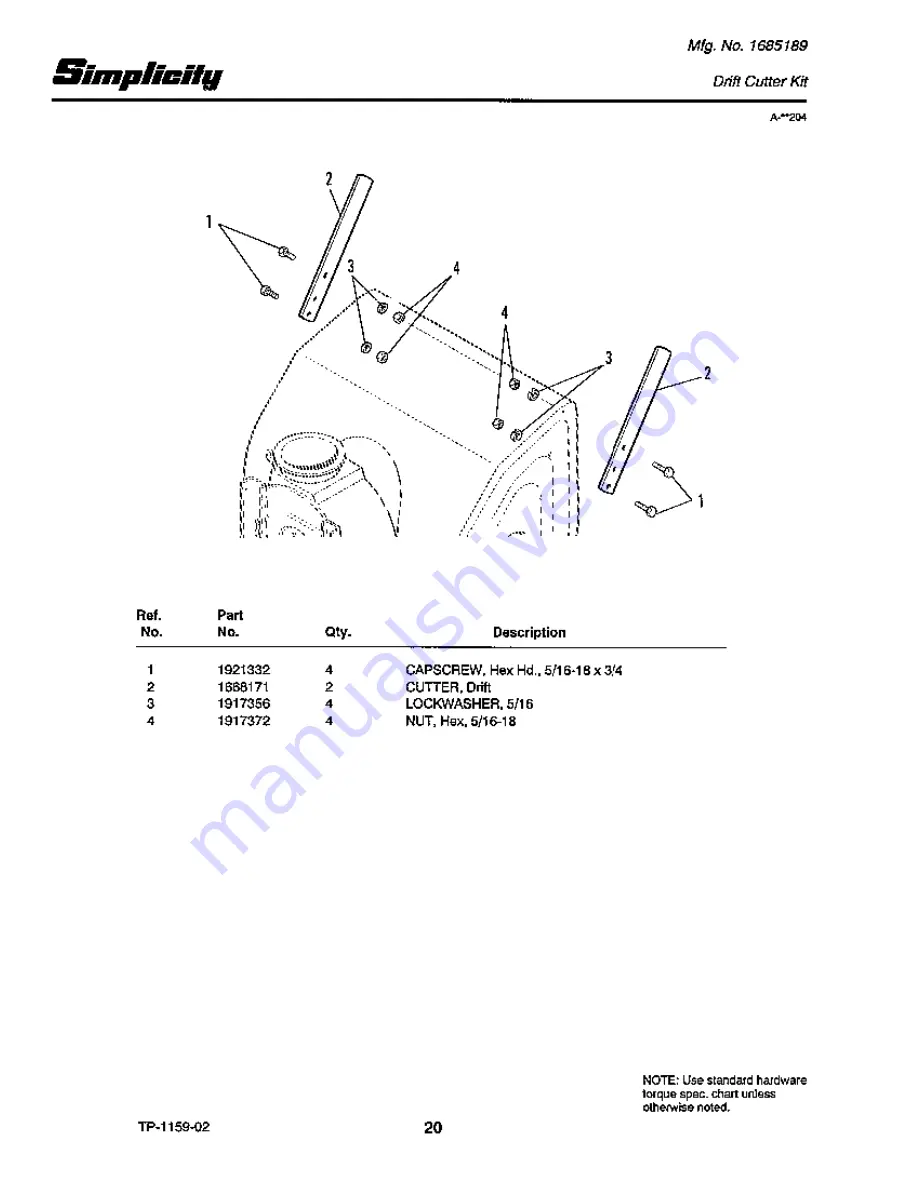 Simplicity Sno-Away 8-60 Parts Manual Download Page 22