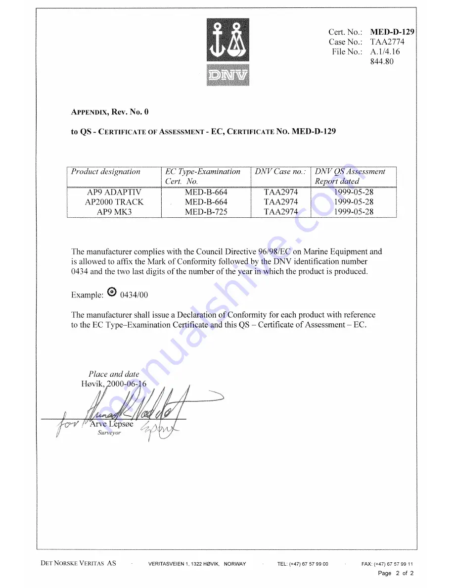 Simrad Robertson AP9 Mk3 Instruction Manual Download Page 200