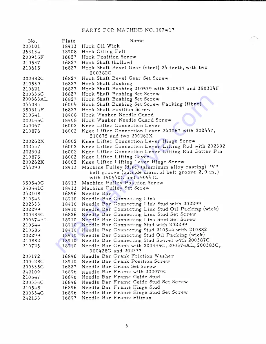 Singer 107W17 Parts List Download Page 6