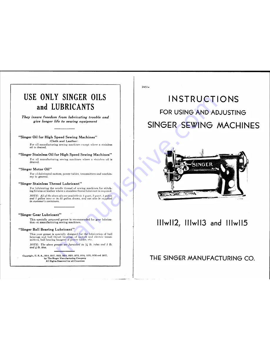 Singer 111W112 Instructions For Using And Adjusting Download Page 2