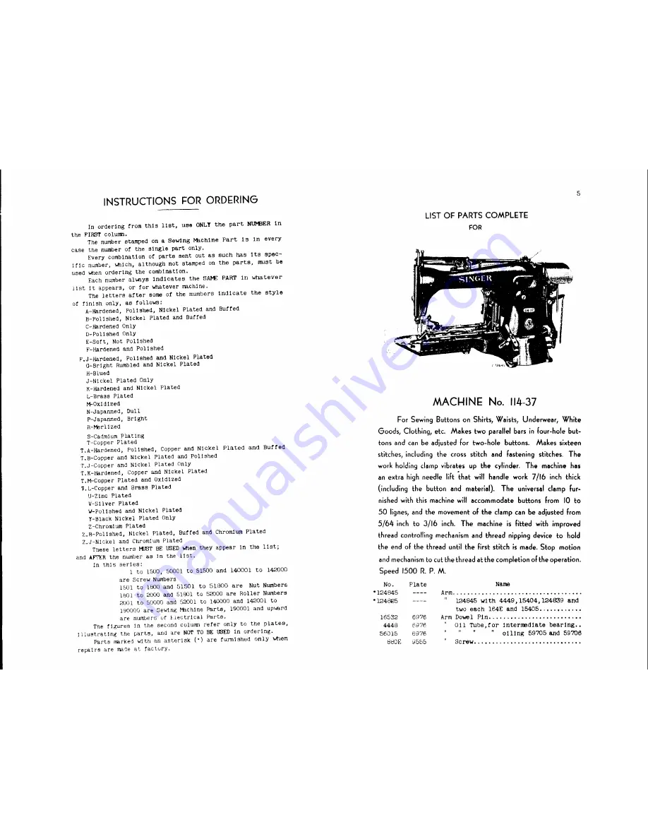 Singer 114-37 Скачать руководство пользователя страница 3