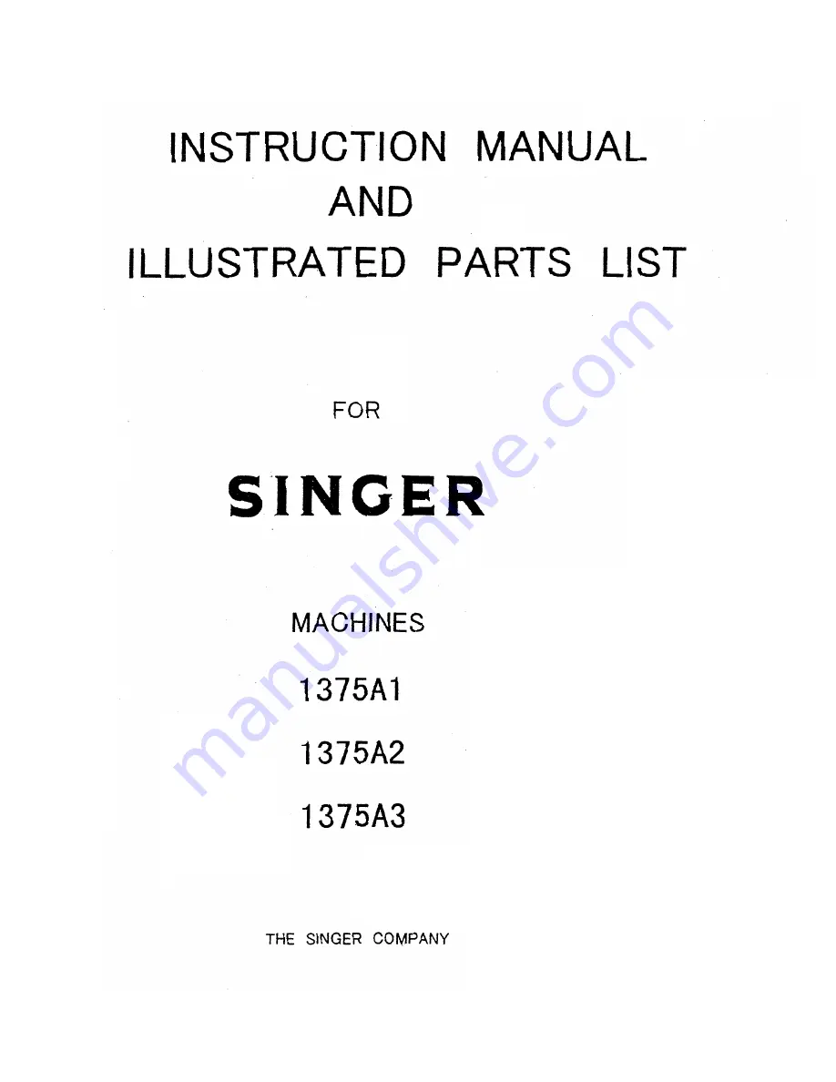 Singer 1375A1 Скачать руководство пользователя страница 1