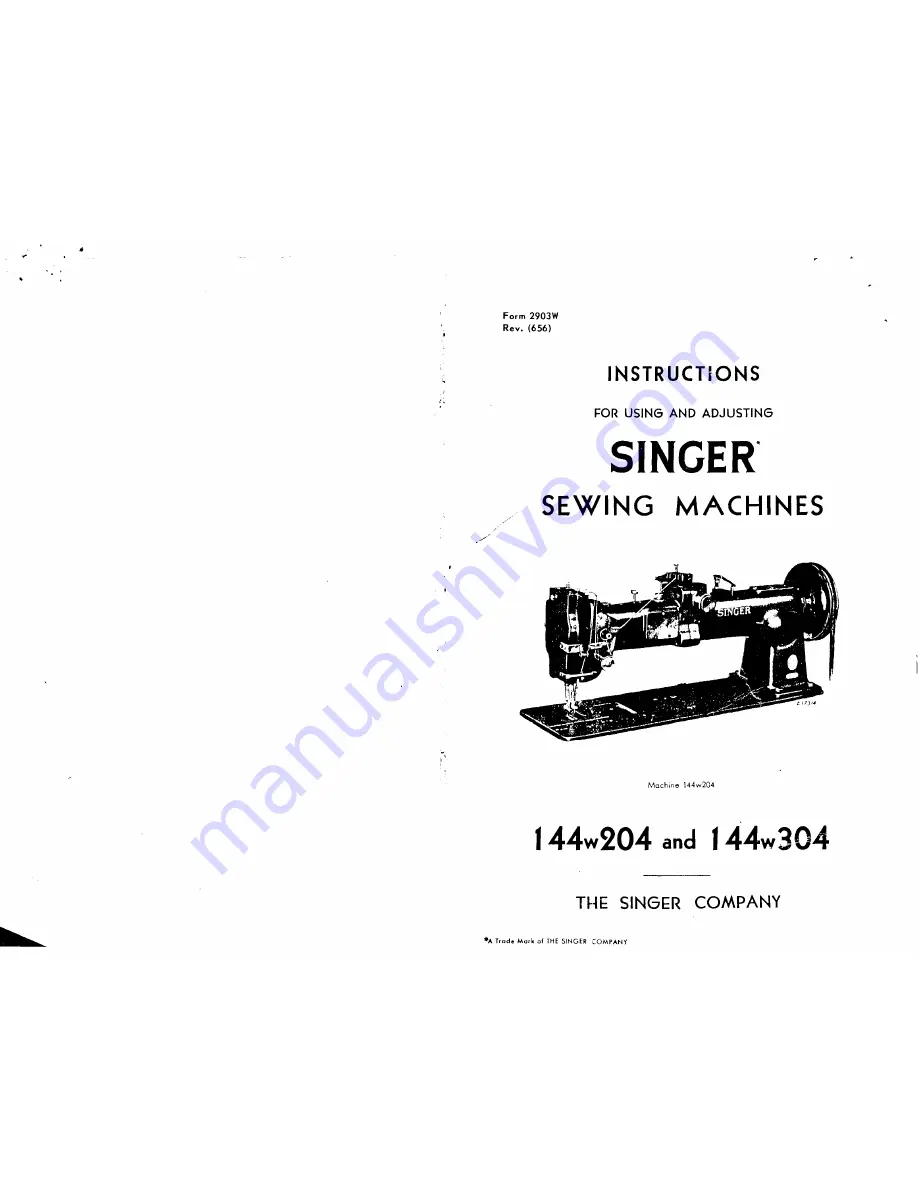 Singer 144W204 Instructions For Using And Adjusting Download Page 2