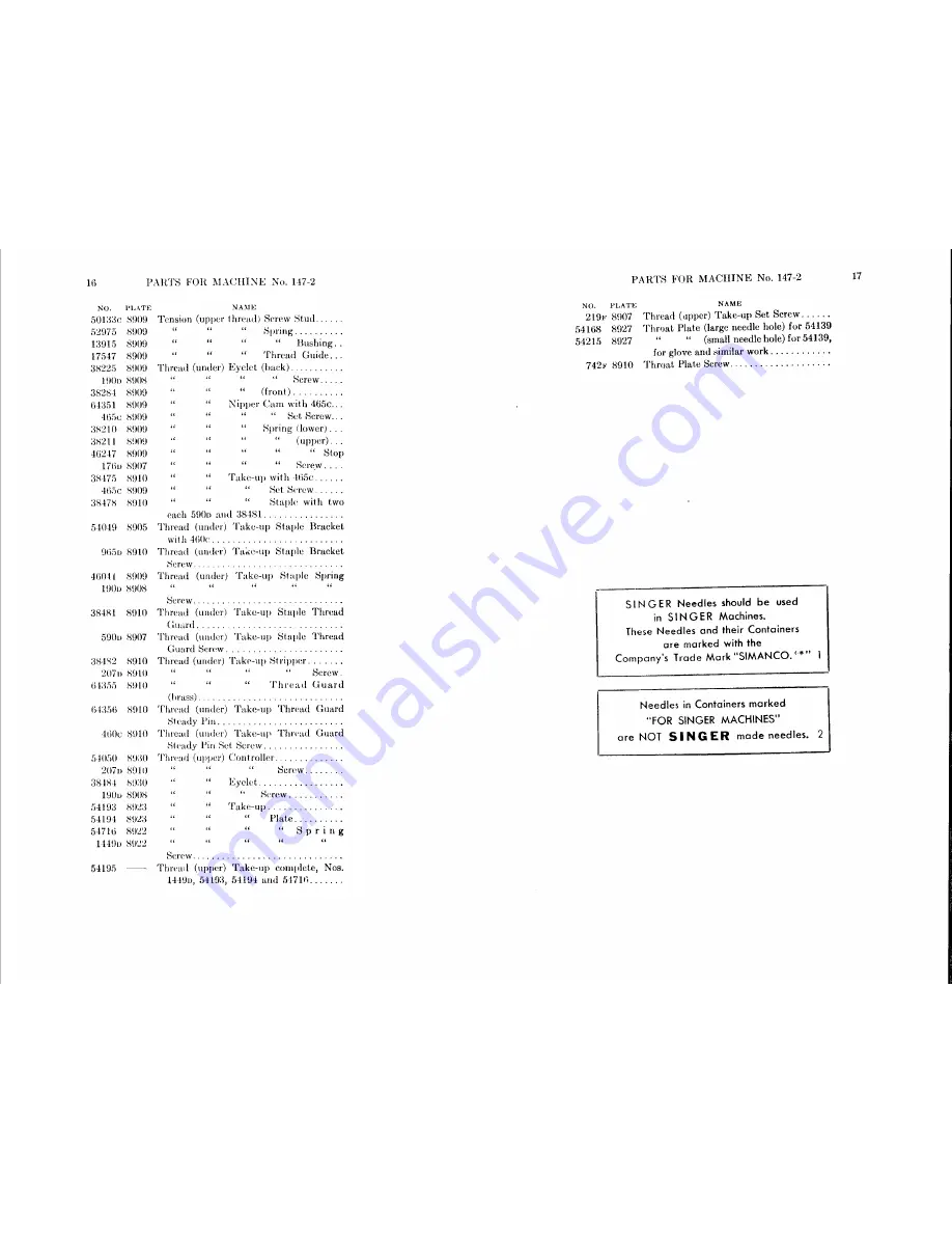 Singer 147-2 Parts List Download Page 8