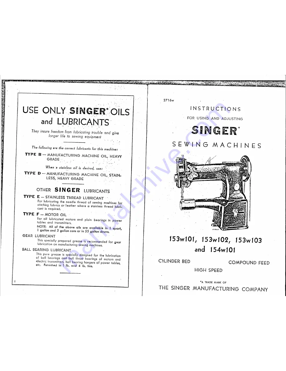 Singer 153W101 Instructions For Using And Adjusting Download Page 2