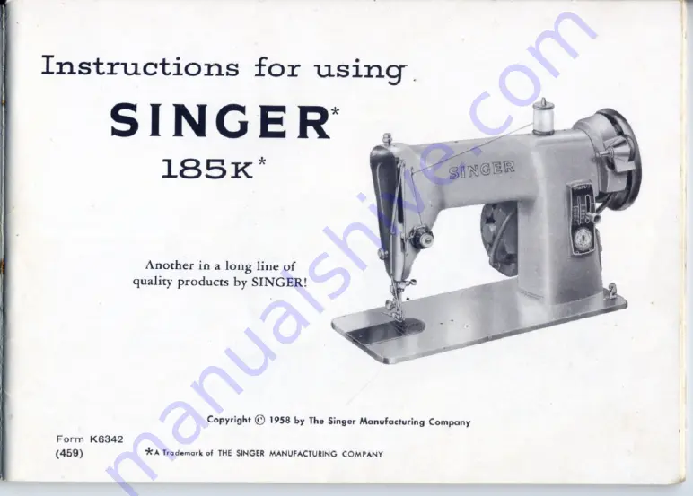 Singer 185k Instructions For Using Manual Download Page 3