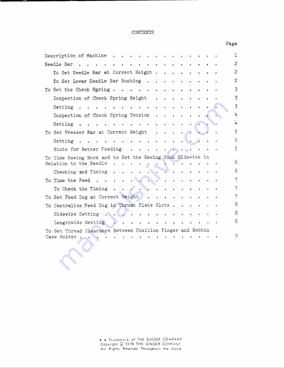 Singer 188U31 Service Manual Download Page 2