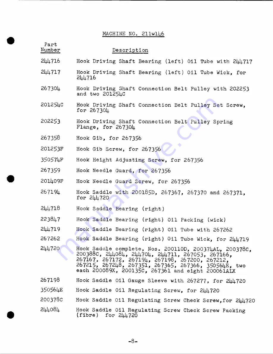 Singer 211W146 Parts List Download Page 10