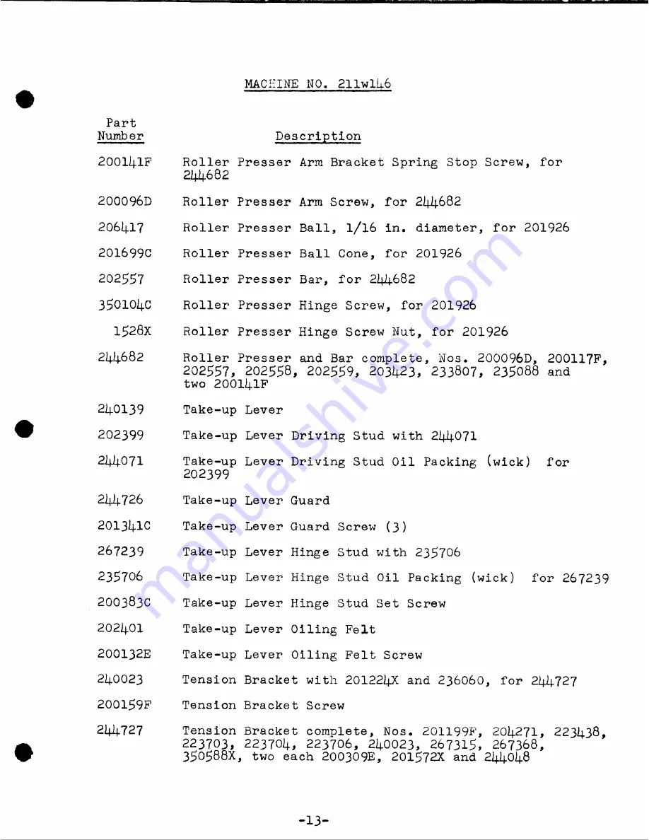 Singer 211W146 Parts List Download Page 15