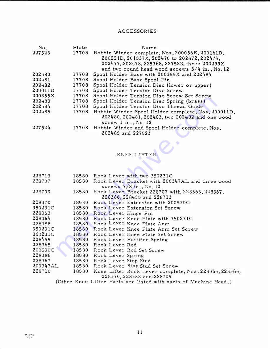 Singer 21W162 Parts List Download Page 11