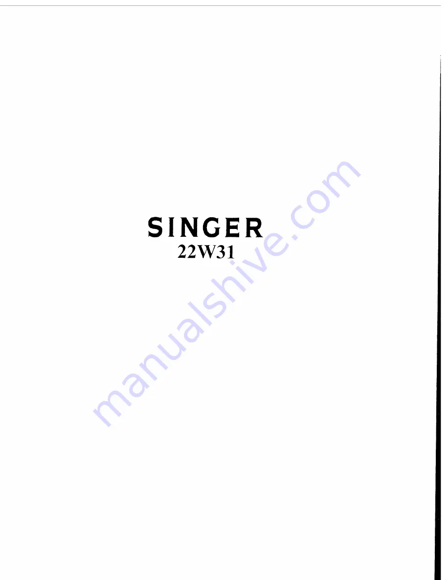 Singer 22W31 Скачать руководство пользователя страница 1