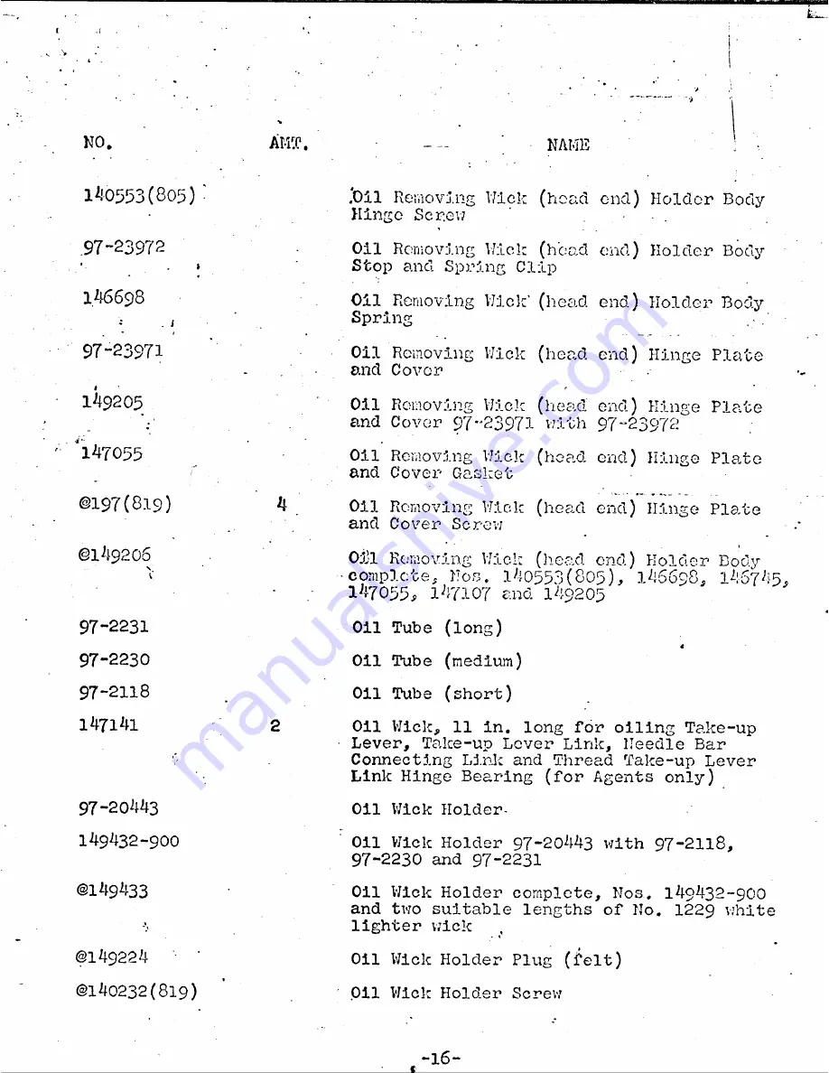 Singer 281-83 Parts List Download Page 19