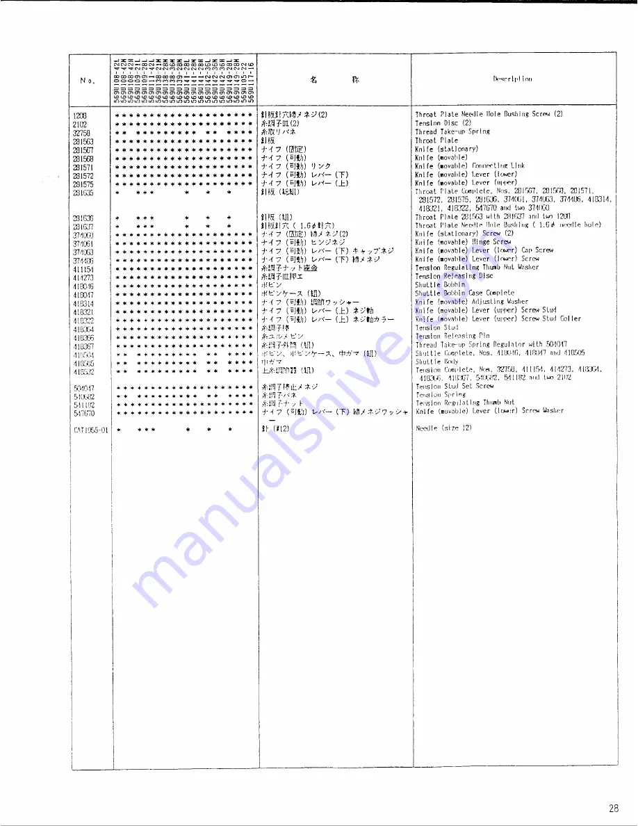 Singer 569U Illustrated Parts List Download Page 60