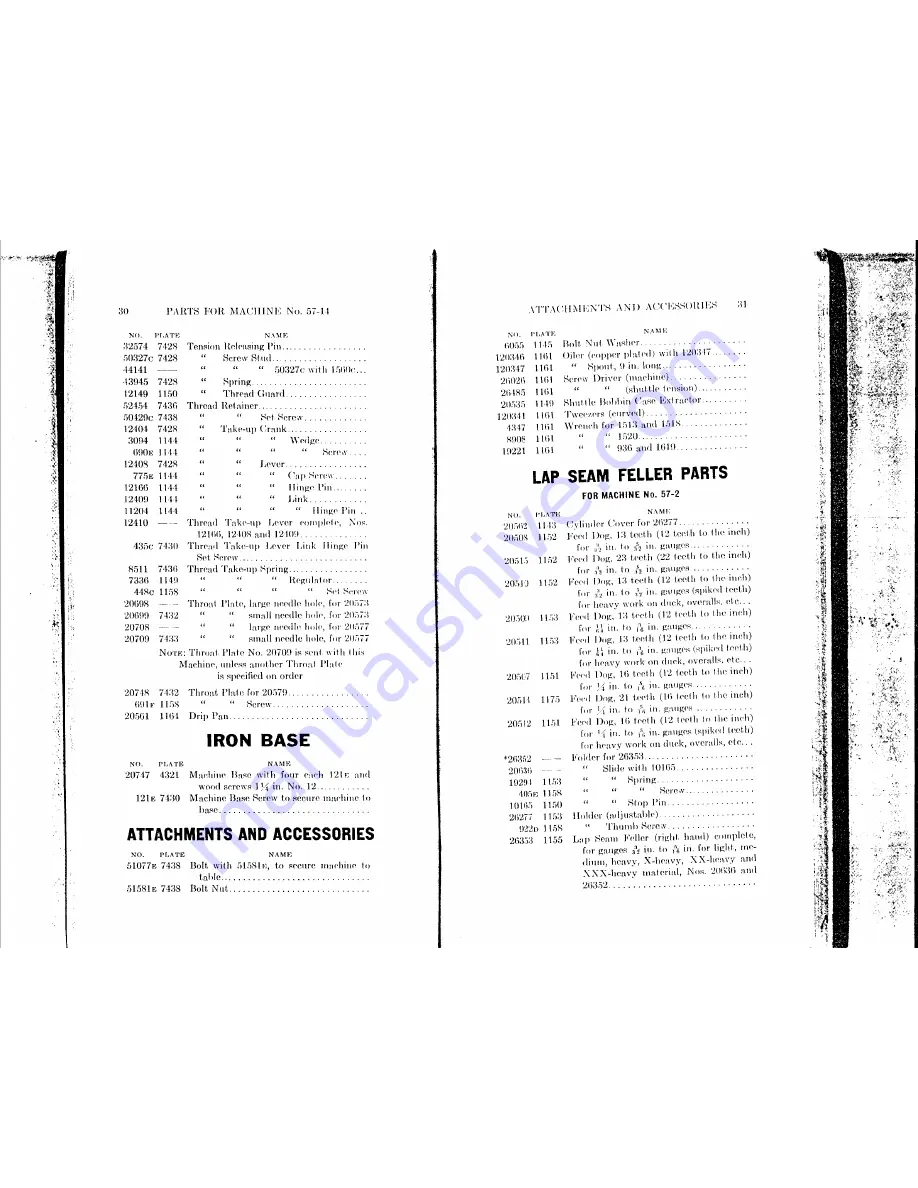 Singer 57-14 Parts List Download Page 15