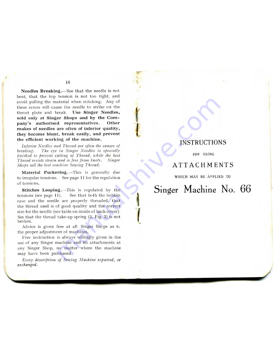 Singer 66 -  2 Instructions For Use Manual Download Page 10