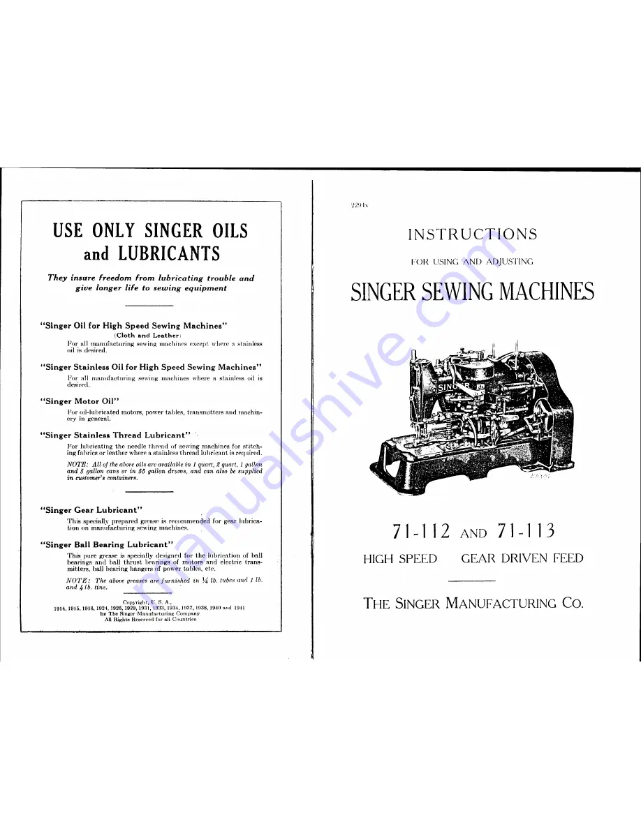 Singer 71-112 Instructions For Using And Adjusting Download Page 2